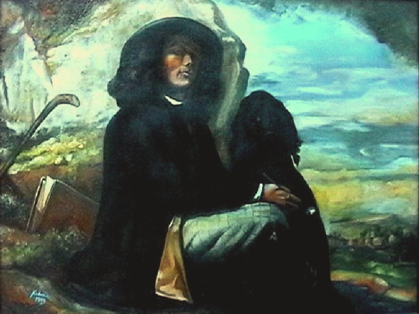 Mladý G Courbet se psem 1993 olej na plátně  60 x   81