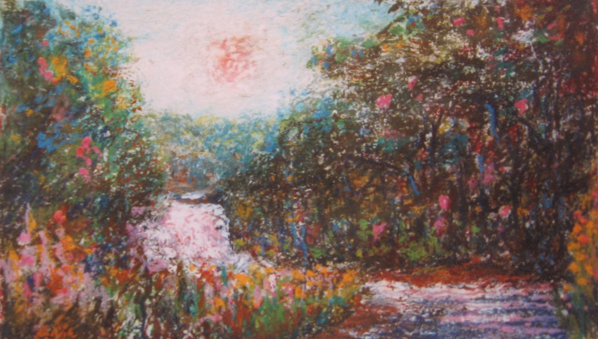 Exotická krajina 1995 olej.pastel na papíře 24x40