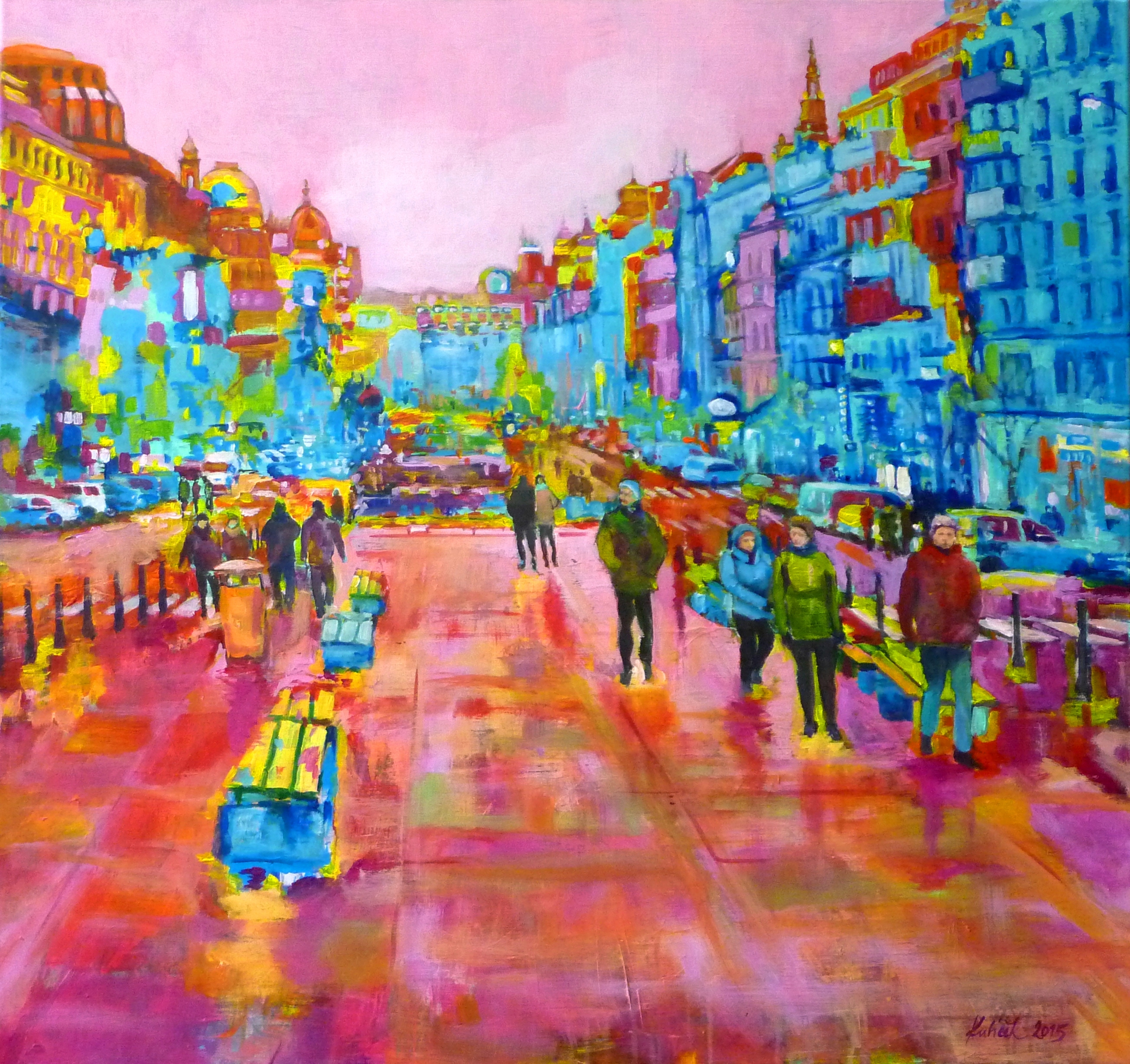 Václavák 2015 akryl na plátně   85 x 90